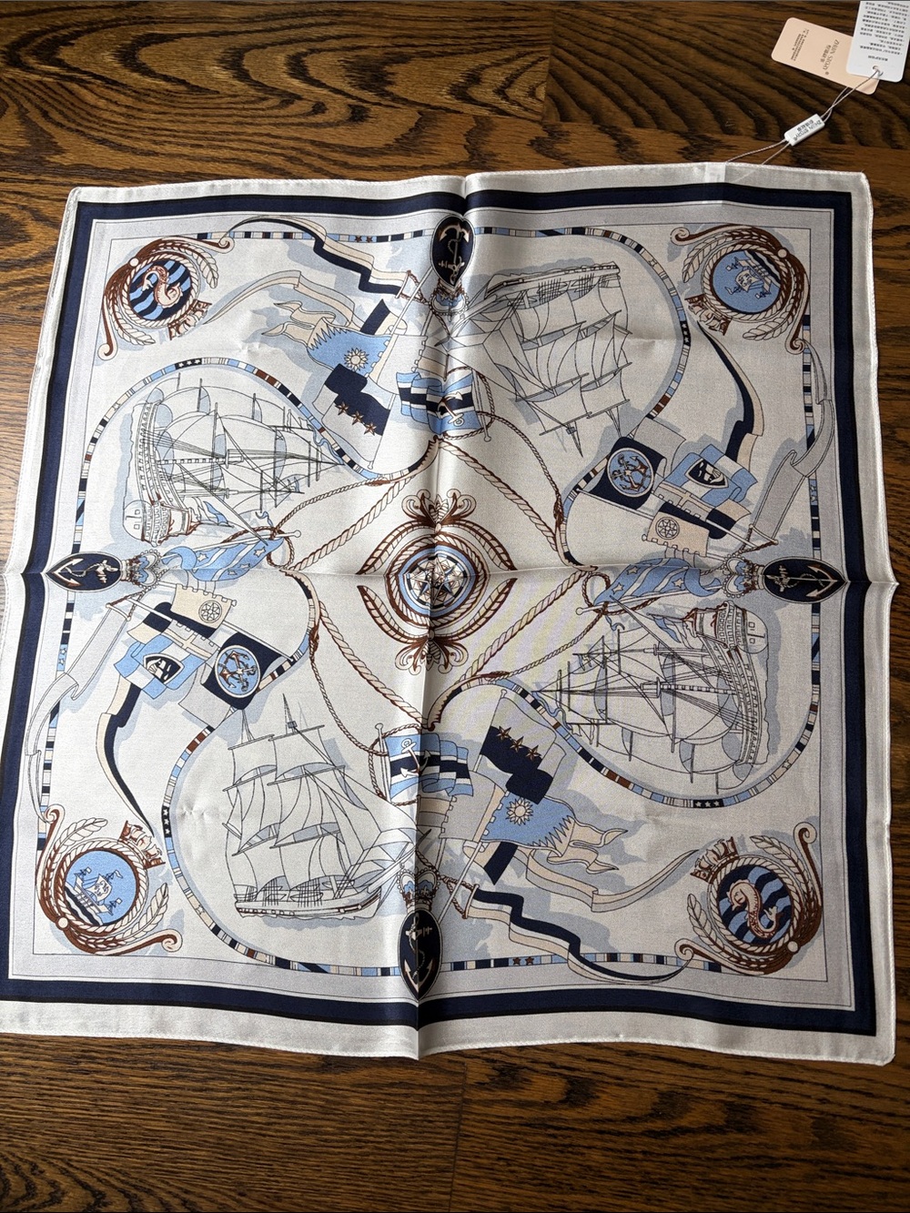 NWT 100% Silk Nautical Square Scarf
